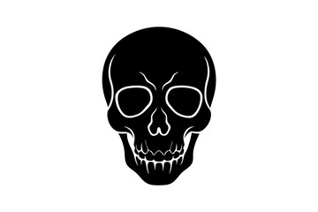 skull black silhouette vector, Simple silhouette Design vector icon with white background. Horror, Halloween image.