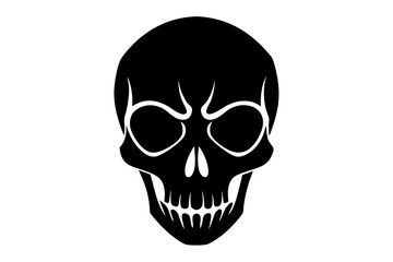 skull black silhouette vector, Simple silhouette Design vector icon with white background. Horror, Halloween image.