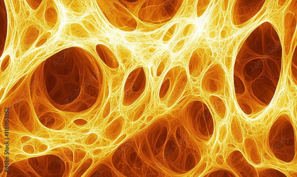 Poster abstract fiery organic network background for science or technology projects.