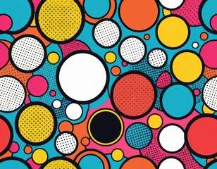 Vibrant Pop Art Seamless Pattern: Colorful Circles, Retro Design, Geometric Background