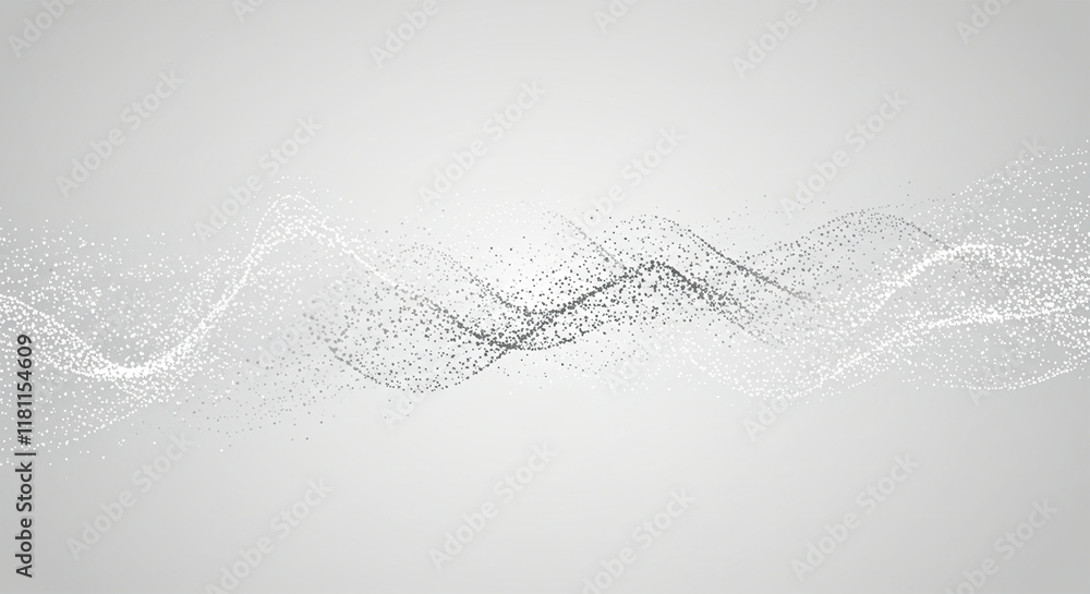 Aufkleber grey white abstract background with flowing particles. digital future technology concept. vector ill