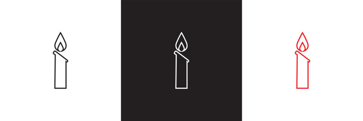 Set candle icon for religion commemorative and party. . isolated on white and black background. vector illustration. EPS 10