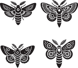 Refined Vector Silhouettes Showcasing the Unique Features of the Brown Stinkbug on a Clean White Canvas
