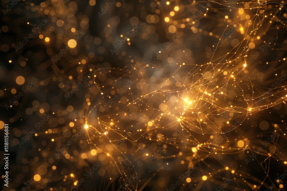 Poster luminous neural network design with radiant connections and soft light rays