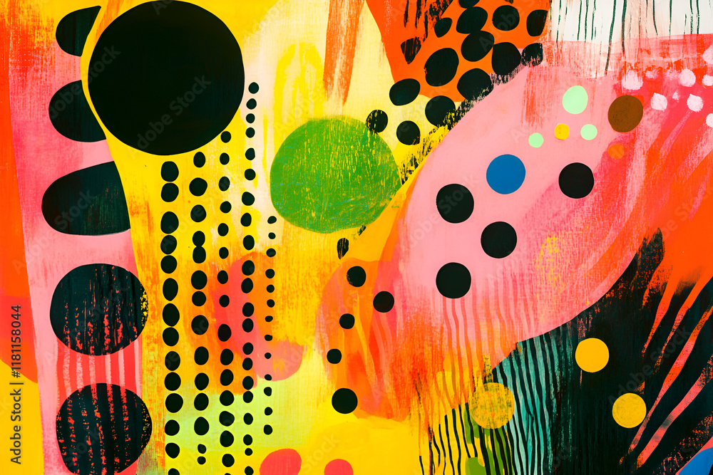 Poster abstract vibrant dots: an explosion of color and texture in this dynamic abstract artwork featuring 
