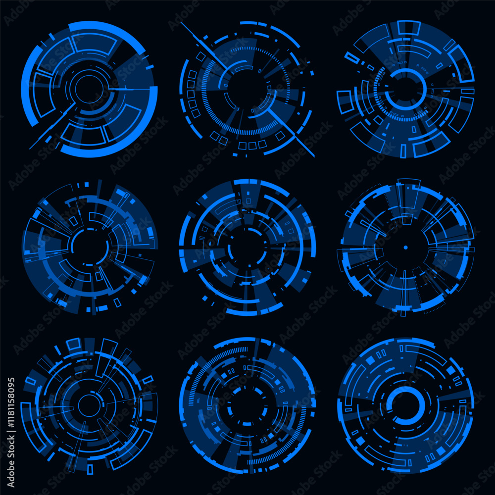 Poster hi-tech hud interface futuristic cyberpunk style design element.