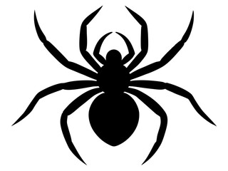 spider black silhouette vector, Simple silhouette Design vector icon with white background.