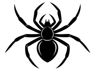 spider black silhouette vector, Simple silhouette Design vector icon with white background.