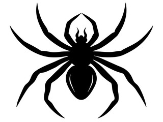 spider black silhouette vector, Simple silhouette Design vector icon with white background.