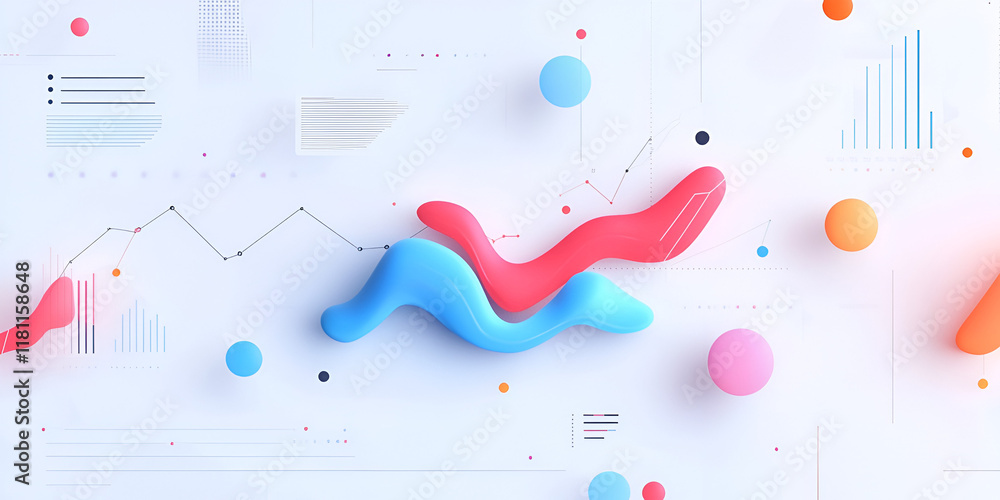 Poster abstract data visualization: vibrant, fluid, and abstract forms dance amidst a backdrop of data visu