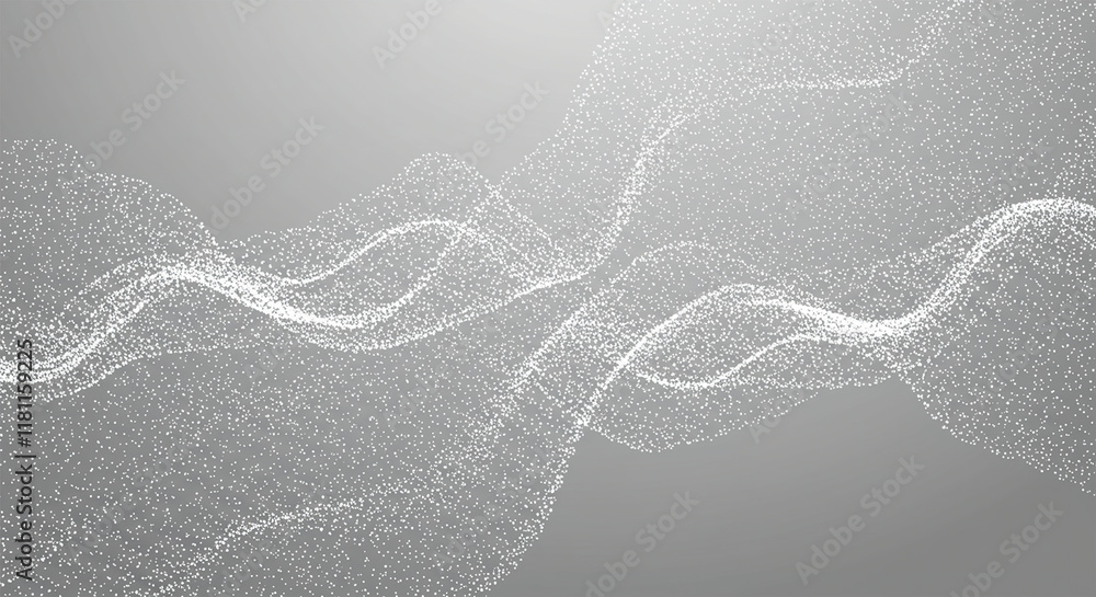 Poster gray and white abstract background with flowing particles. digital future technology concept. vector