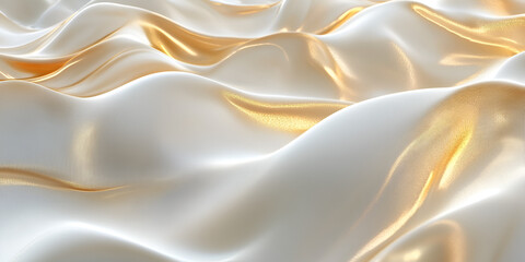 Obraz premium Golden Waves of Luxury: Abstract, textural, and alluring, this image features a mesmerizing cascade of soft white and radiant golden fabric, evoking a sense of opulence and sophisticated beauty.
