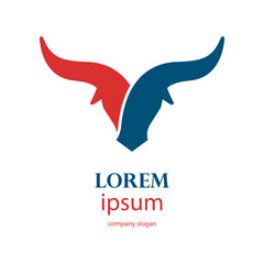 aggressive horned bull head logo design