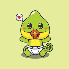 Baby chameleon cartoon vector illustration