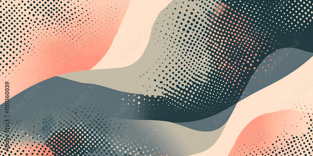 Poster abstract halftone waves: a captivating abstract background with flowing, halftone waves in muted pin