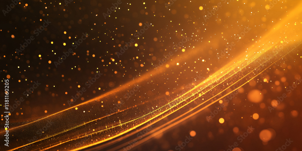 Poster abstract golden light: swirling abstract lines of light, in warm shades of gold, create a mesmerizin