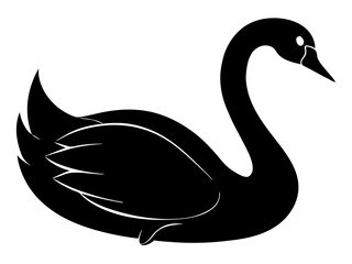 swan black silhouette vector, Simple silhouette Design vector icon with white background.