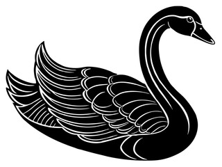 swan black silhouette vector, Simple silhouette Design vector icon with white background. © Arnob