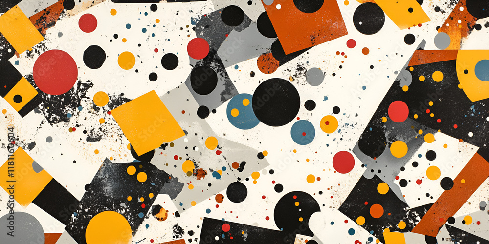 Poster abstract geometric pattern: a vibrant and dynamic abstract pattern composed of geometric shapes, dot