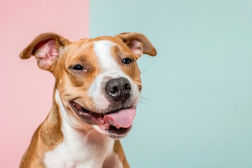 Clear Pixel Image of Dog Winking on Isolated Colored Background