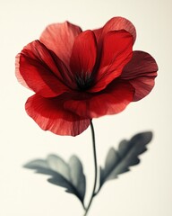 Elegant Red Poppy Flower Soft Light Delicate Petals Nature Bloom Botanical Beauty
