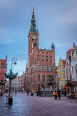 Gdansk, Poland - December 21 2024 "Beautiful architecture of old town in Gdansk during the winter"