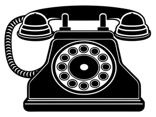  telephone black silhouette vector, Simple silhouette Design vector icon with white background.