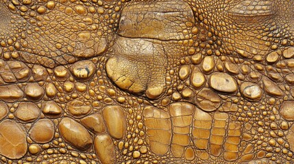 Naklejka premium Authentic Golden Crocodile Leather Texture Reptile Skin Background Luxury Fashion Design