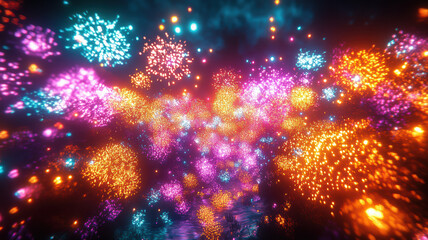 Obraz premium Bright fireworks illuminating the night