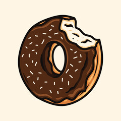 Bitten Donut vector drawing design