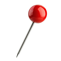 Red pin isolated on white transparent background