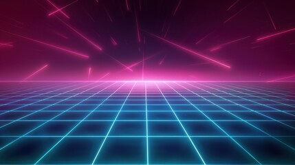 Retro Futuristic Grid with Neon Lights