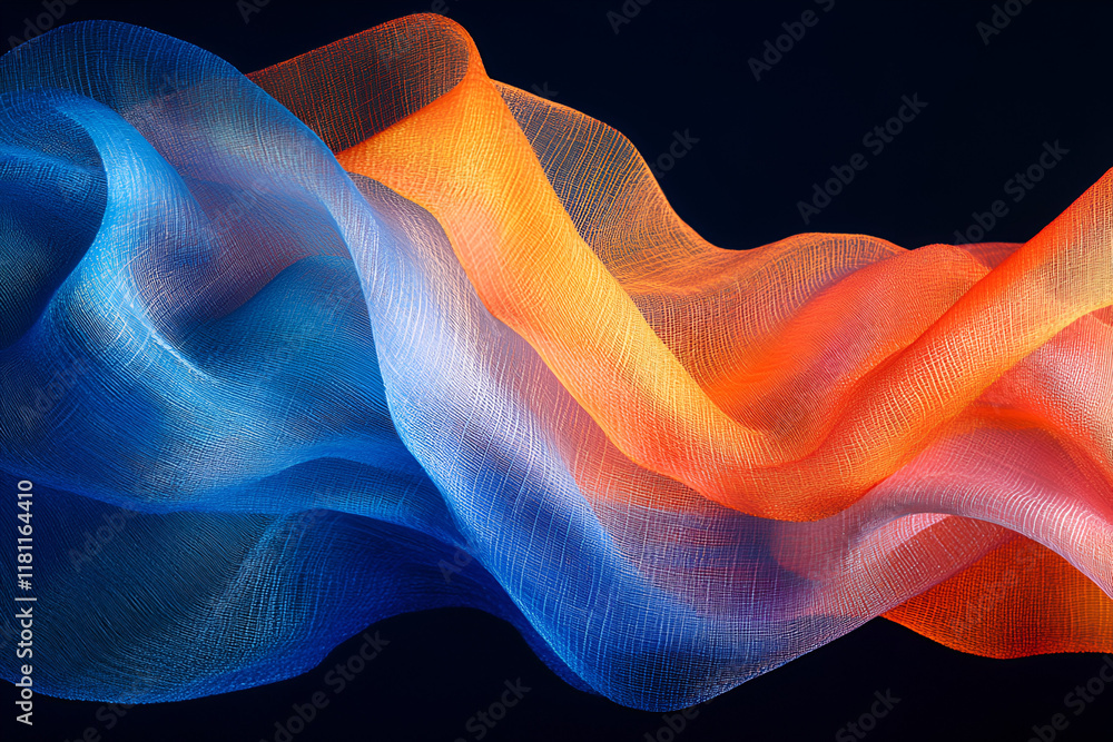 Poster abstract flowing fabric: a vibrant and dynamic abstract composition showcasing the fluid movement of