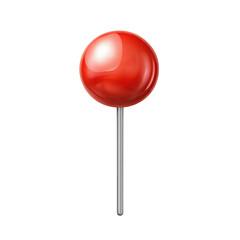 red pin isolated on white transparent background
