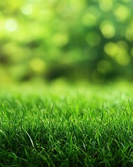 Lush Green Grass Blades Close Up Nature Spring Summer Background