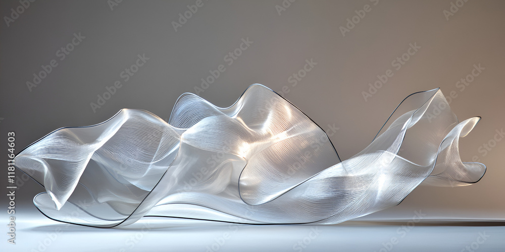 Poster abstract fluid sculpture: a mesmerizing 3d render of a translucent, flowing form, reminiscent of fab