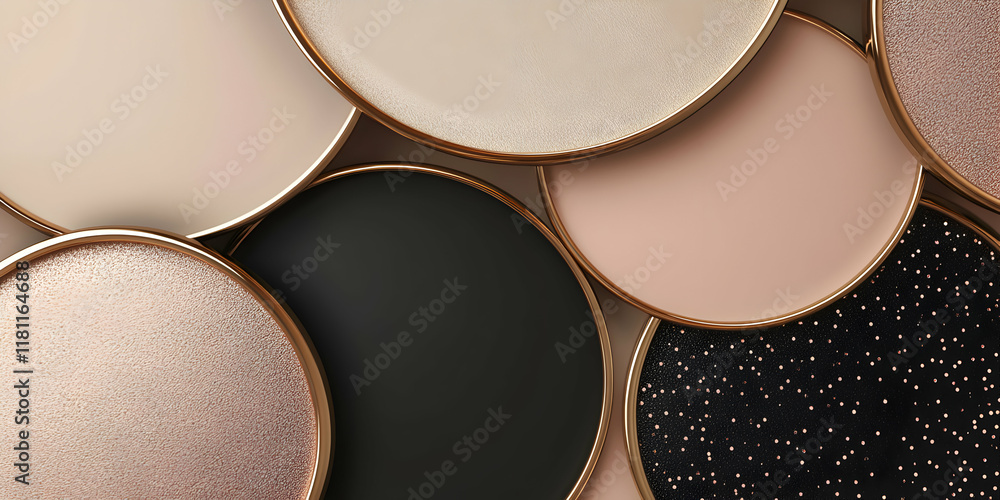 Poster elegant minimalism: a close-up, abstract arrangement of circular objects with varying colors and tex