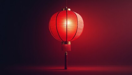 Obraz premium Luxurious Red Chinese Lanterns with Golden Patterns on a Festive Background