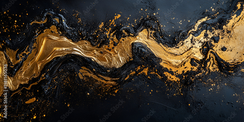 Poster abstract gold and black swirl: a mesmerizing abstract artwork featuring a dynamic interplay of gold 