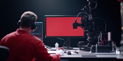 Intricate Sensory Analysis Process Scientist Monitoring Advanced Scientific Equipment in a Modern Laboratory Setting