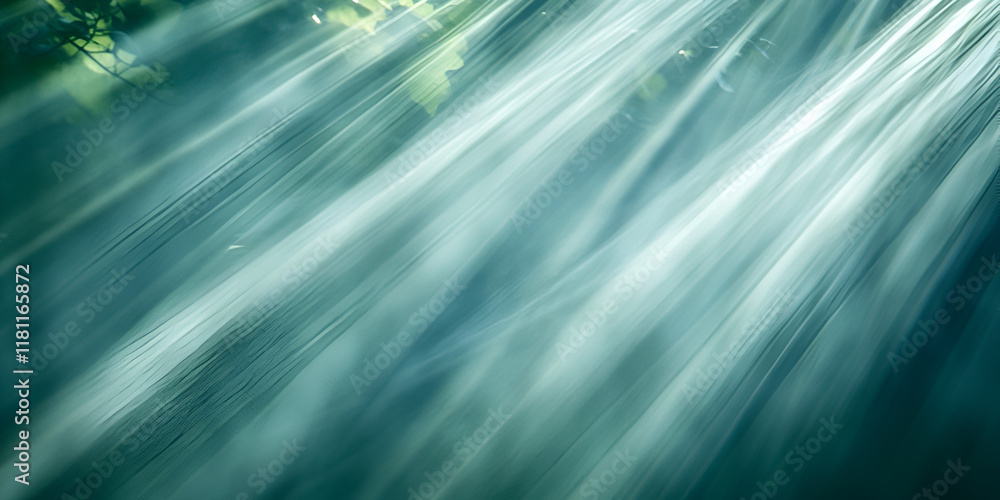 Poster sunbeams through water: abstract image of sunbeams penetrating the surface of water, creating a mesm