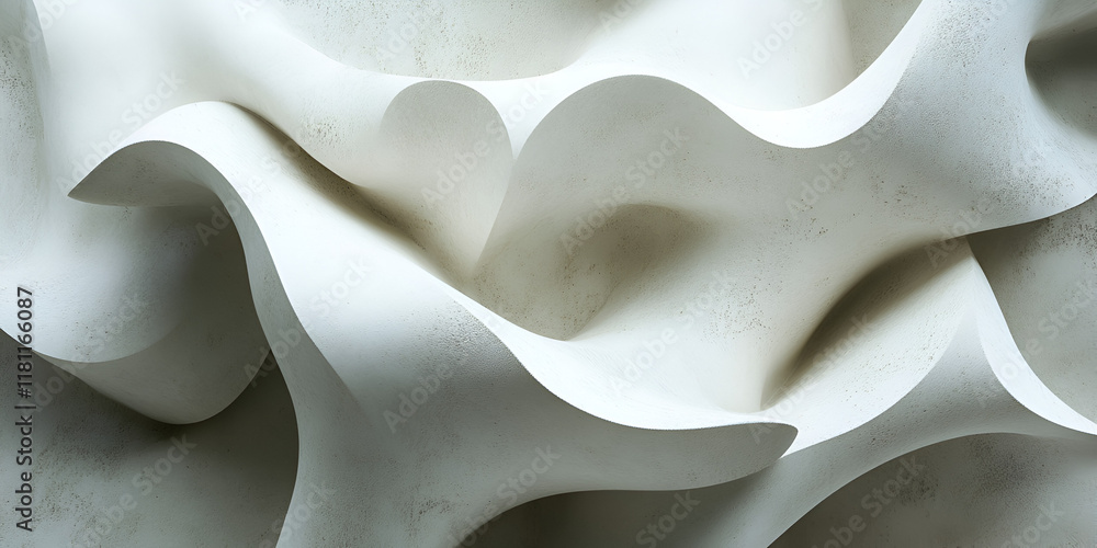 Poster abstract sculpture: a close-up, abstract image of a white sculpted piece, capturing the intricate de