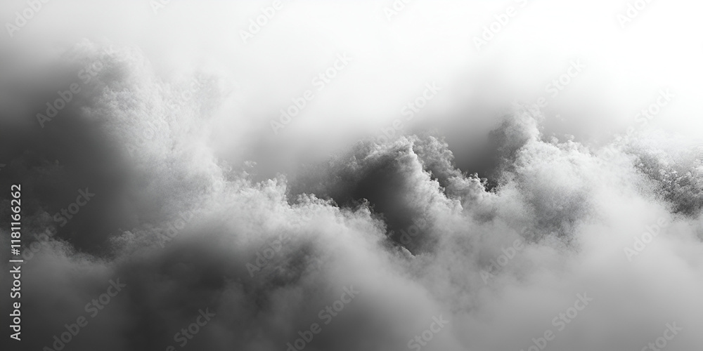 Poster cloudscape monochrome: a dramatic, abstract image of swirling clouds in a grayscale palette. the tex