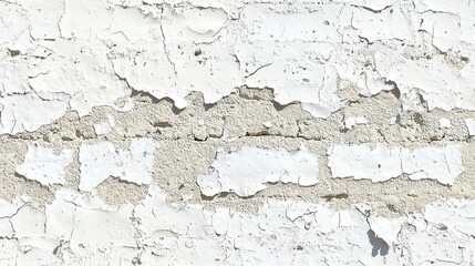Fototapeta premium Weathered Whitewashed Brick Wall Texture Distressed Exterior Masonry Background