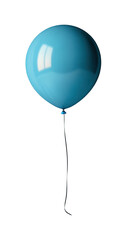 Single blue balloon floating against high fidelity minimalist design studio setting isolated on transparent background png