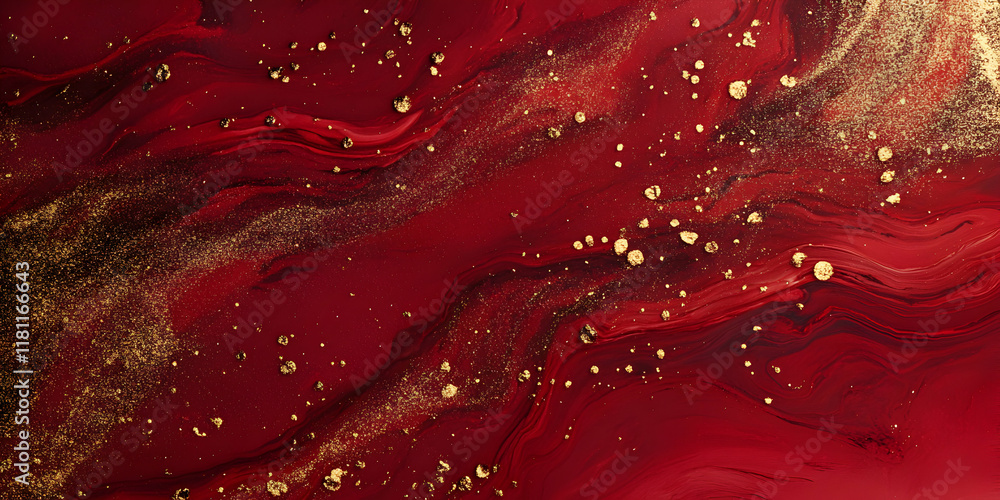 Poster crimson and gold abstract: a captivating abstract artwork featuring a mesmerizing blend of deep crim