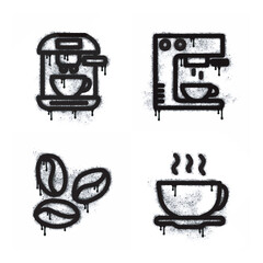 Coffee equipment spray icon isolated on white background. Coffee equipment spray graffiti icon in black on white background. Vector illustration.  © fajri
