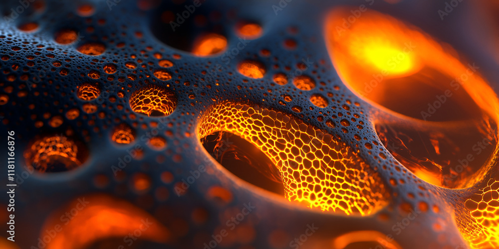 Aufkleber molten abstract: a mesmerizing close-up of a fiery abstract form with an intricate network of glowin