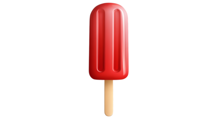 red Popsicle ice cream isolated on white transparent background