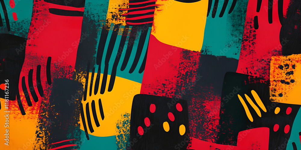 Poster abstract pattern in bold colors: a vibrant and energetic abstract pattern featuring bold blocks of r